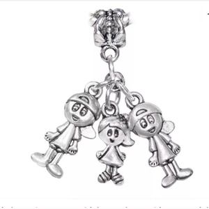 2 Boys 1 Girl Silver Dangle Charm